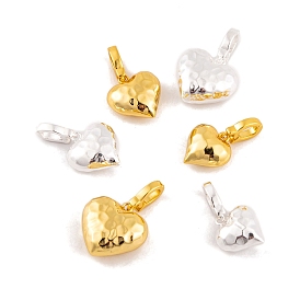 925 Sterling Silver Love Heart Pendants, Textured Heart Charms with 925 Stamp