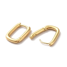 Brass Rectangle Hoop Earrings for Women