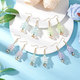 Акриловые серьги-подвески в виде цветка, со стеклянными бусинами и 304 крючками для сережек из нержавеющей стали, золотые