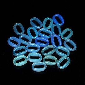Luminous Rainbow Iridescent Plating Acrylic Linking Rings, Glow in the Dark Glitter Quick Link Connector, Oval, for Cable Chain Making