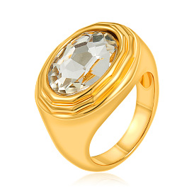Alloy & Crystal Rhinestone Finger Rings, Oval
