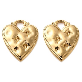201 Stainless Steel Pendants, Long-Lasting Plated, Heart with Star Charm