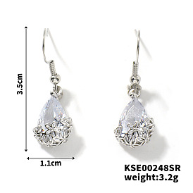 Серьги-капли из латуни со стразами для женщин, платина