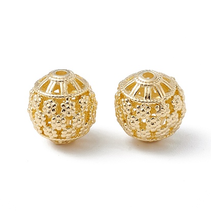 Brass Beads, Long-Lasting Plated, Hollow, Round
