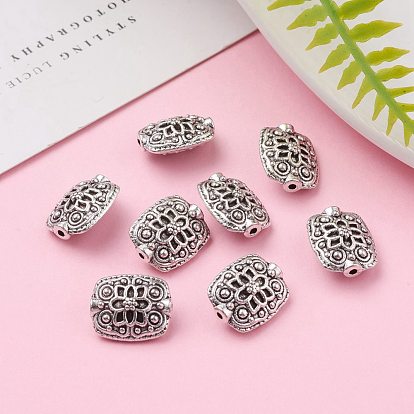 Tibetan Style Alloy Rectangle Beads, Lead Free & Cadmium Free, 11mm wide, 13mm long, 6.5mm thick, hole: 1.5mm