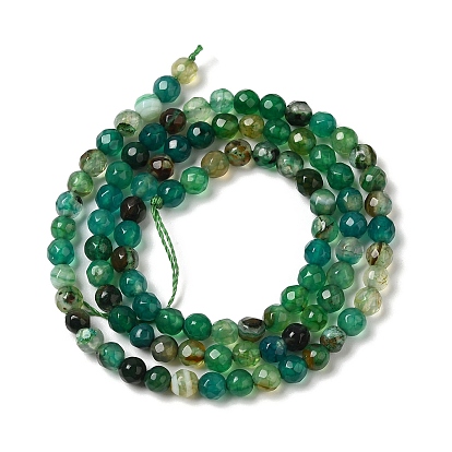 Natural Agate Beads Strands, Faceted, Round, Dyed & Heated
