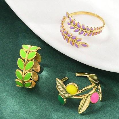 304 регулируемые манжетные кольца из нержавеющей стали, с эмалью, лист, реальный 18 k позолоченный