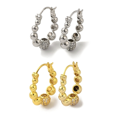 Rack Plating Brass Micro Pave Cubic Zirconia Hoop Earrings, Long-Lasting Plated, Lead Free & Cadmium Free