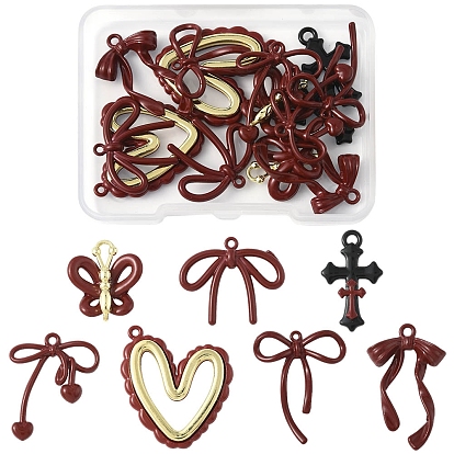 14 шт. 7 стили подвески из сплава с эмалью, бант, сердце и крест