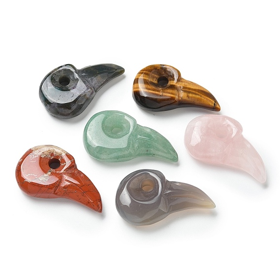 Резные подвески из натуральных драгоценных камней, подвески в виде птичьей головы