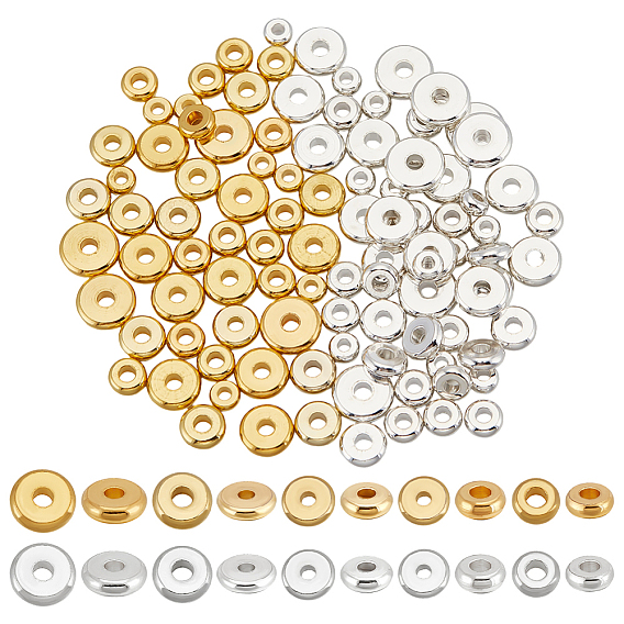 10 плоские круглые латунные бусины-разделители, покрытие баррель