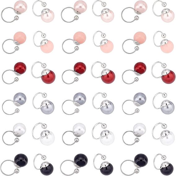36шт 6 цвета акриловые жемчужные бусины серьги-манжеты, латунные украшения без пирсинга для женщин