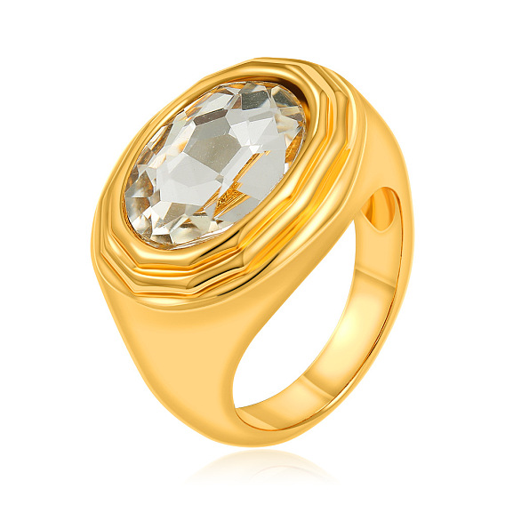 Alloy & Crystal Rhinestone Finger Rings, Oval