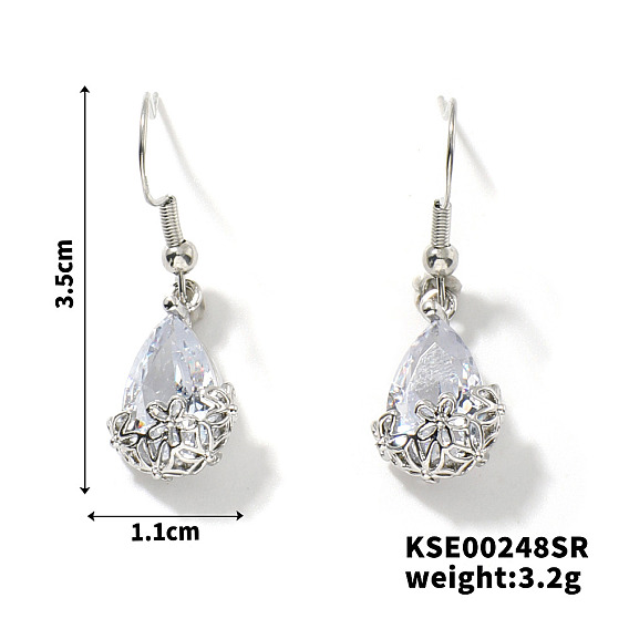 Серьги-капли из латуни со стразами для женщин, платина