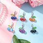 6 шт. 6 цвета имитация кошачьего глаза, подвесные украшения из смолы и акрила, вишня, Сплав с застежками когтя омара