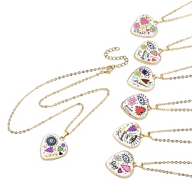 7 шт. ожерелье из сплава с подвесками и печатью, колье с цепочкой из латуни, сердце с сглаза