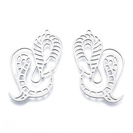 201 Stainless Steel Pendants, Outline Charms, Snake