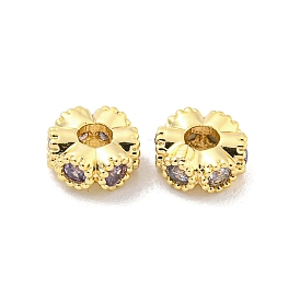 Brass Micro Pave CLear Cubic Zirconia Beads, Flower