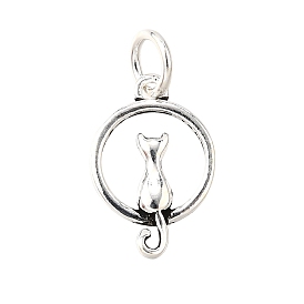 925 кольцо из стерлингового серебра с подвесками в форме кошек, с прыжковых колец