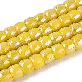 Electroplate Opaque Glass Beads Strands, Column, AB Color Plated