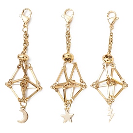 3 шт. болт с подсветкой в виде луны и звезд 304 мешочек из нержавеющей стали с пустым держателем для камня, подвесное украшение, с 201 результатами из нержавеющей стали и латуни