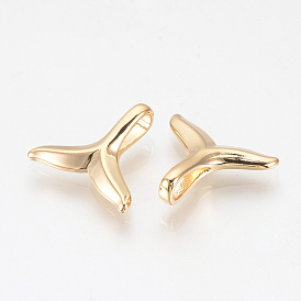 Brass Charms, Whale Tail Shape, Nickel Free