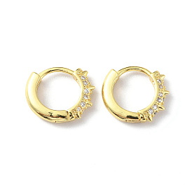 Rivet Shape Clear Cubic Zirconia Hoop Earrings, Rack Plating Brass Jewelry for Women, Long-Lasting Plated, Lead Free & Cadmium Free