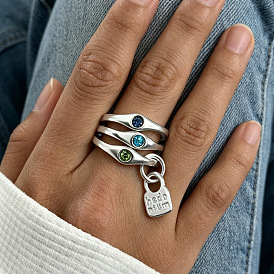 Alloy & Glass Finger Rings, Lock