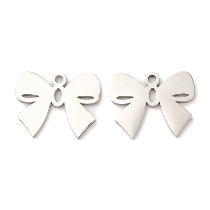 316L Surgical Stainless Steel Pendants, Laser Cut, Bowknot Charms