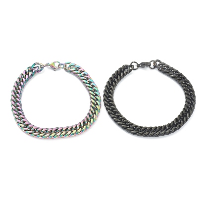 304 из нержавеющей стали Снаряженная цепи браслеты, ионное покрытие (ip), с карабин-лобстерами 