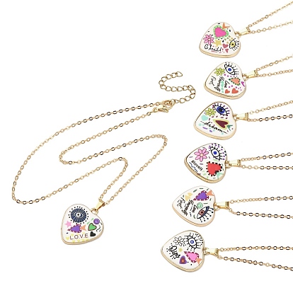 7 шт. ожерелье из сплава с подвесками и печатью, колье с цепочкой из латуни, сердце с сглаза