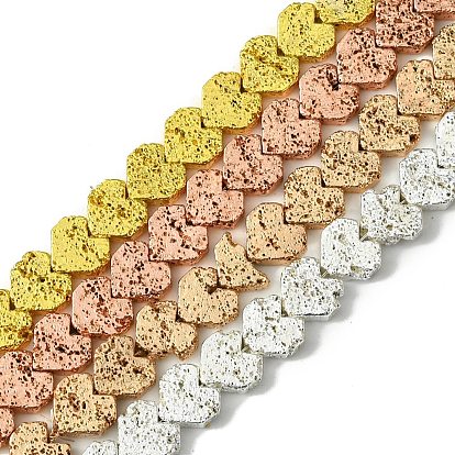 Brins de perles de pierre de lave naturelle galvanisées, cœur