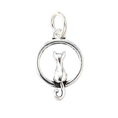 925 кольцо из стерлингового серебра с подвесками в форме кошек, с прыжковых колец