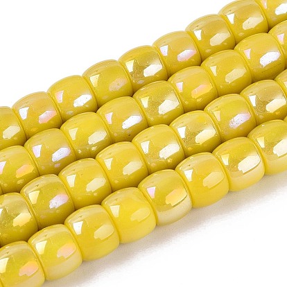 Electroplate Opaque Glass Beads Strands, Column, AB Color Plated