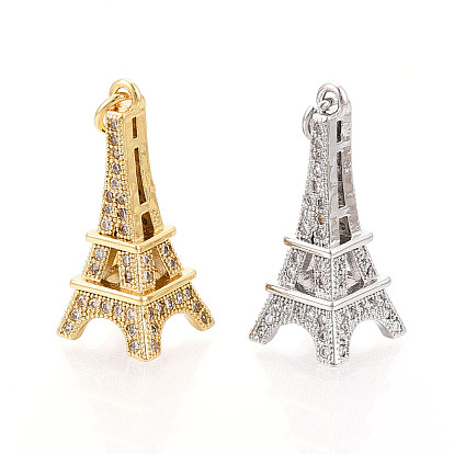 Латунные микро проложить кубического циркония подвески, без кадмия и без свинца, Эйфелева башня, с целью перехода в кольце