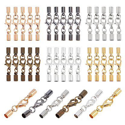 48pcs 6 couleurs fermoirs mousquetons en laiton, avec cordon se termine