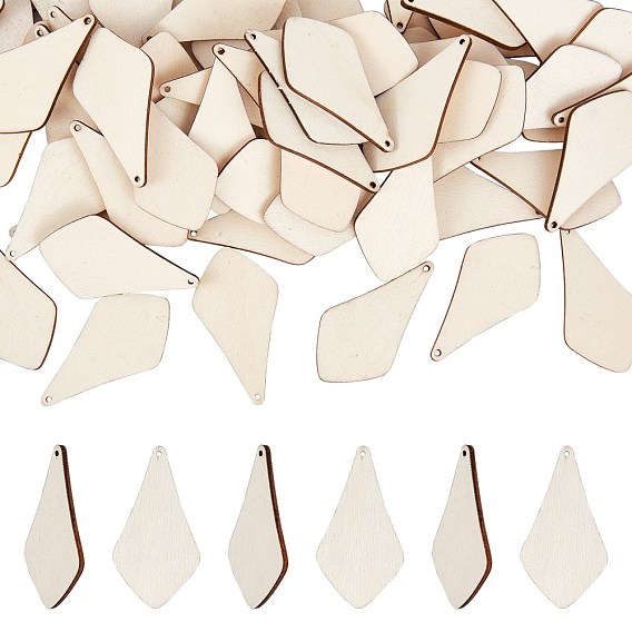 Undyed Wood Piece Big Pendants, Kite