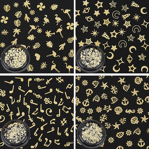 4 коробки 4 стили латунные кабошоны, ногтей декоративные аксессуары, изготовление ювелирных украшений для ювелирных изделий diy