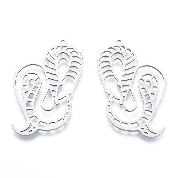 201 Stainless Steel Pendants, Outline Charms, Snake