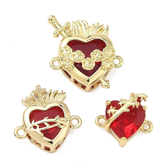 Латунные подвески с прозрачными фианитами, инкрустированные кристаллами кубического циркония., шарма сердца, со стеклом, долговечный, стойки покрытие, без свинца и без кадмия