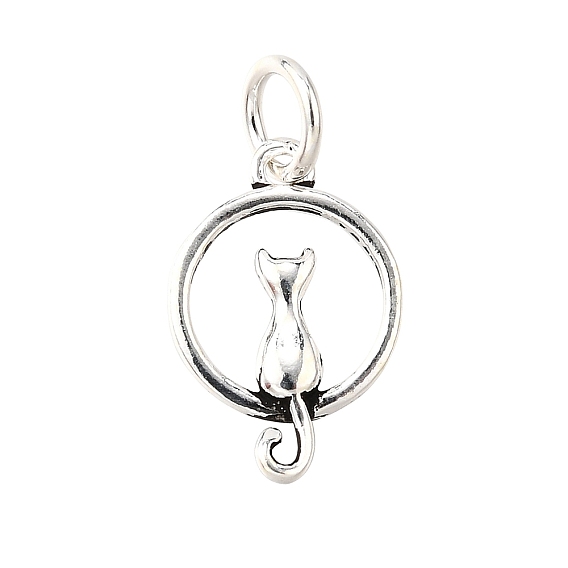 925 кольцо из стерлингового серебра с подвесками в форме кошек, с прыжковых колец
