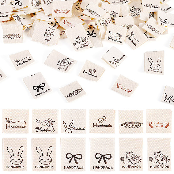 90 шт. 9 стили хлопковая швейная этикетка, ремесленные этикетки, для пошива одежды, слово ручной узор