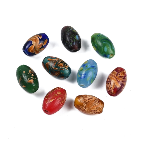 Непрозрачные бусины лэмпворк ручной работы, овальные