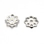 Couleur originale 304 en acier inoxydable bouchons fleur de perles, 10x1.5mm, Trou: 1.5mm