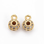 Brass Clear Cubic Zirconia Tube Bails, Loop Bails, Nickel Free, Round