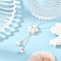 Natural Cultured Freshwater Pearl Beaded Flower Pendant Brass Cable Chain Necklaces for Women, Floral White