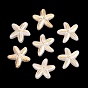 ABS Plastic Imitation Pearl Beads, Golden Metal Enlaced, Starfish
