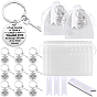12Pcs Stainless Steel Keychains, Flat Round with Word Pattern, 12Pcs Organza Gift Bags with Drawstring, Wedding Party Christmas Favor Gift Bags, 12Pcs Paper Gift Tags