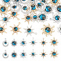 24 pcs 6 styles pendentifs en alliage de strass, breloques étoile/soleil/lune