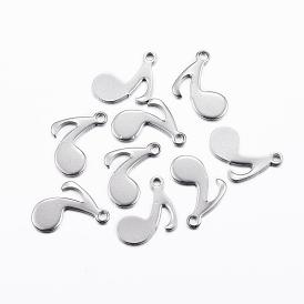 201 Stainless Steel Stamping Blank Tag Pendants, Musical Note